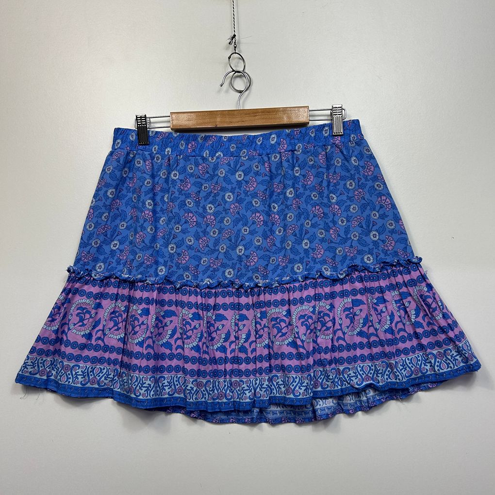 Ally Blue Boho Tiered Skirt - Size 14
