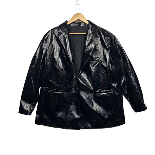 H&M Divided Jacket Size 16 XL Black Shiny Long Sleeve
