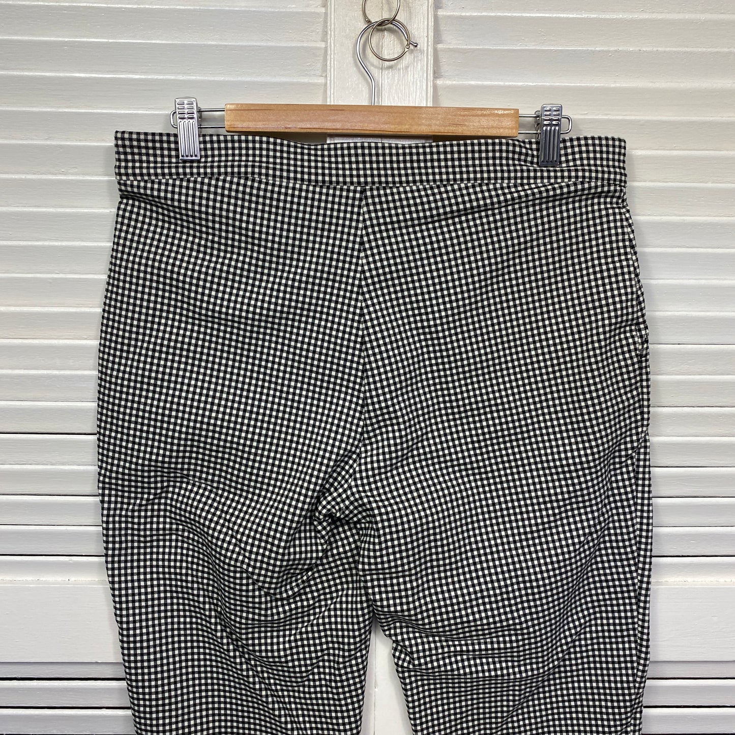 Preview Pants Size 14 Pockets Black White Gingham Check Pull On Elastic Waist