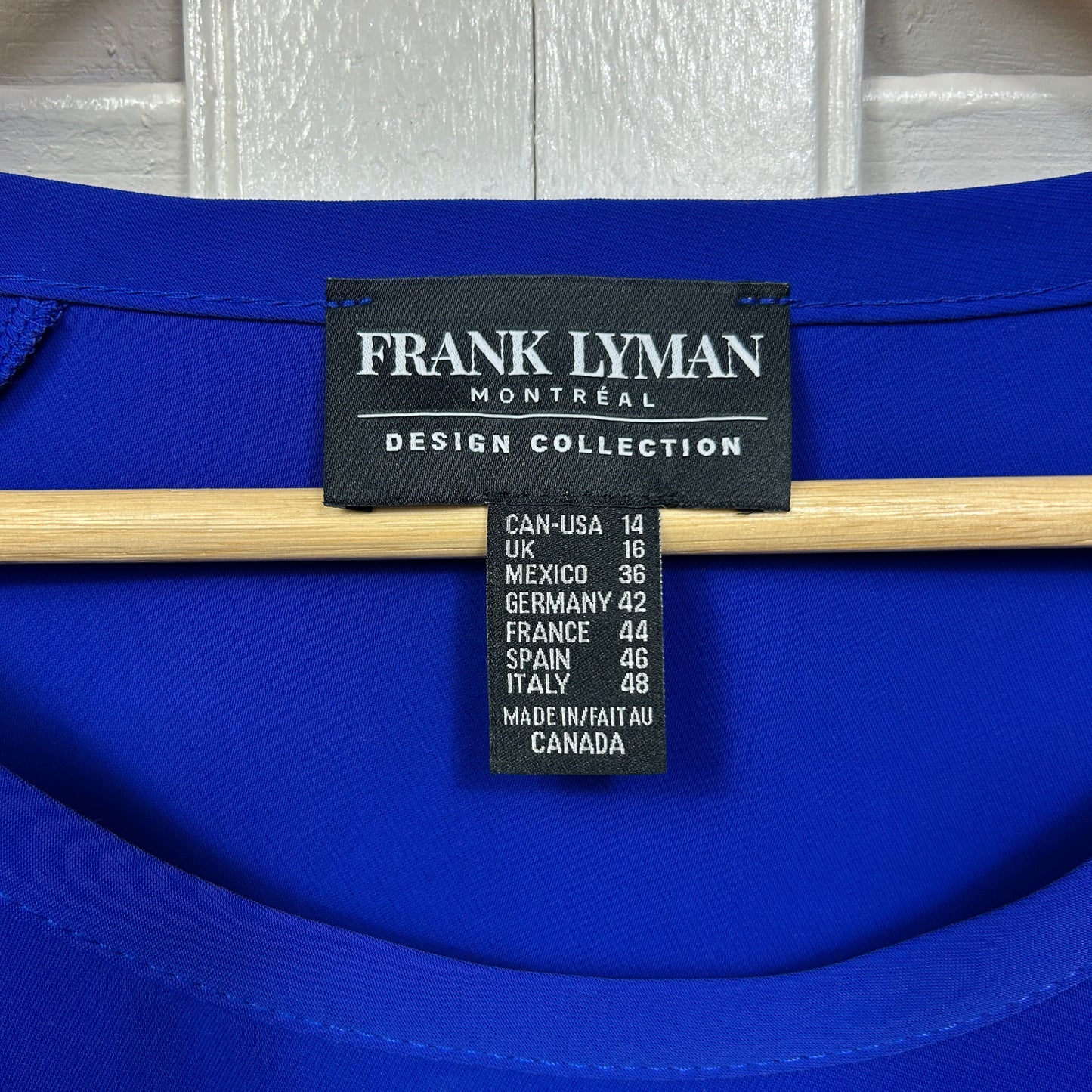 Frank Lyman Top Size 14 16 Blue Short Sleeve