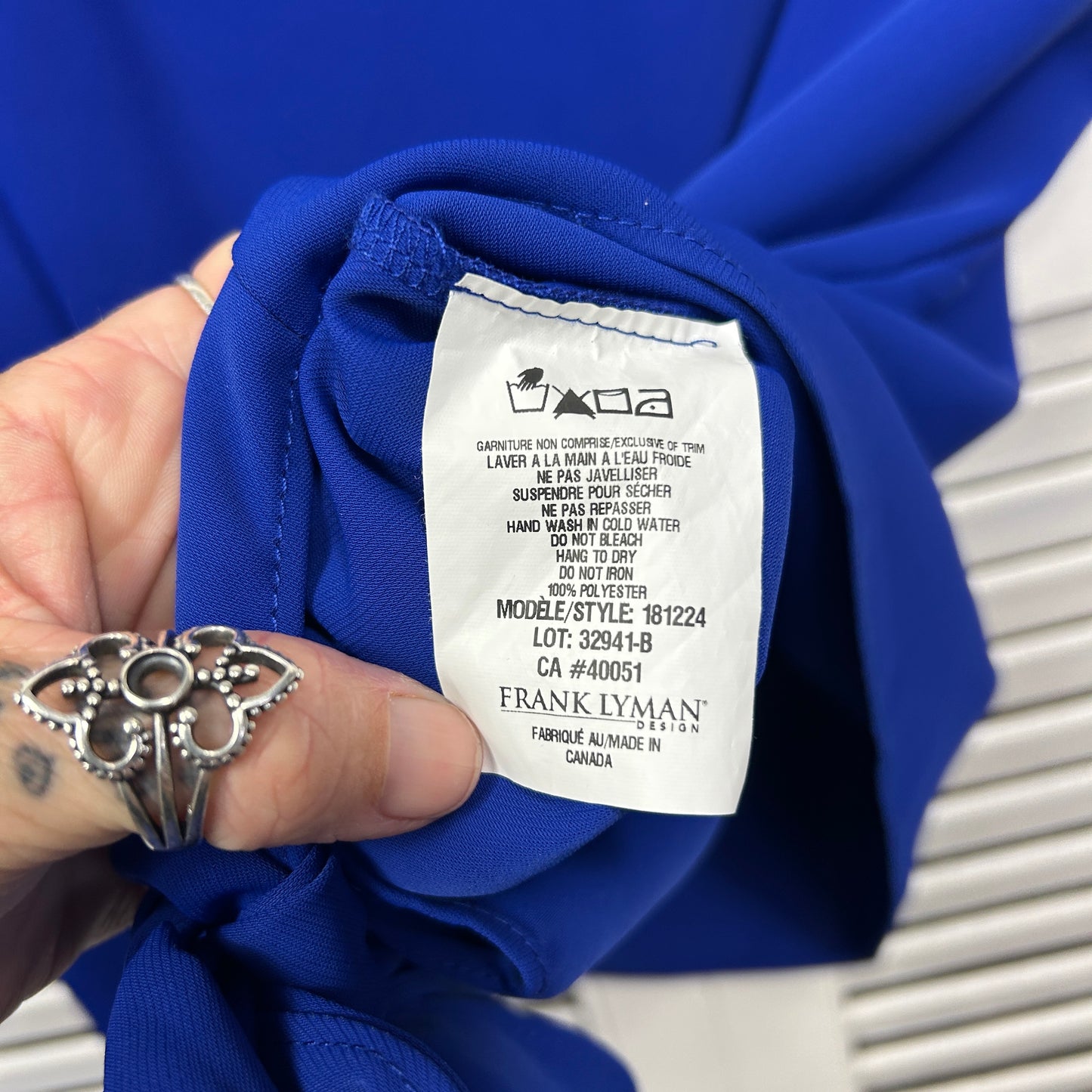 Frank Lyman Top Size 14 16 Blue Short Sleeve