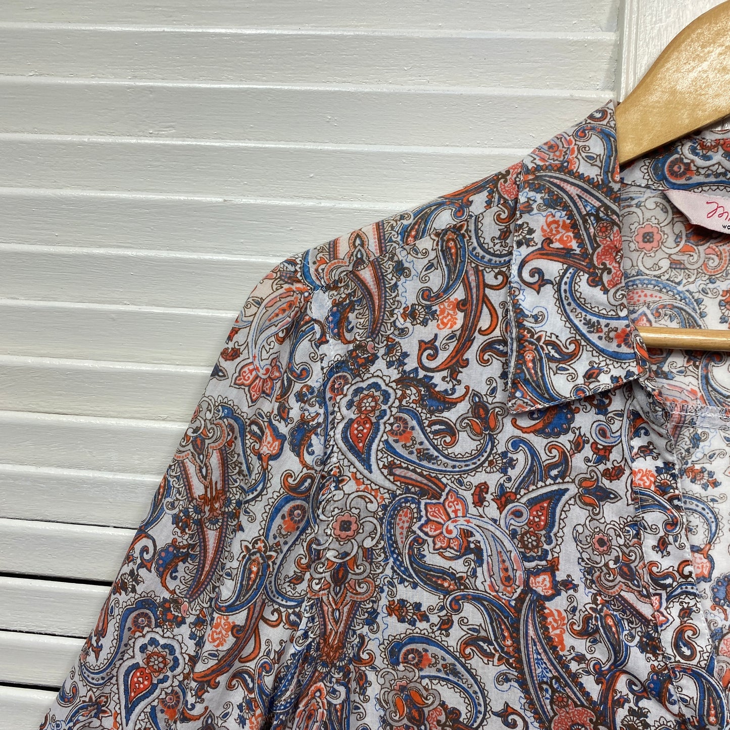 Millers Top Size 16 Button Up Paisley Print Multicoloured 3/4 Sleeve