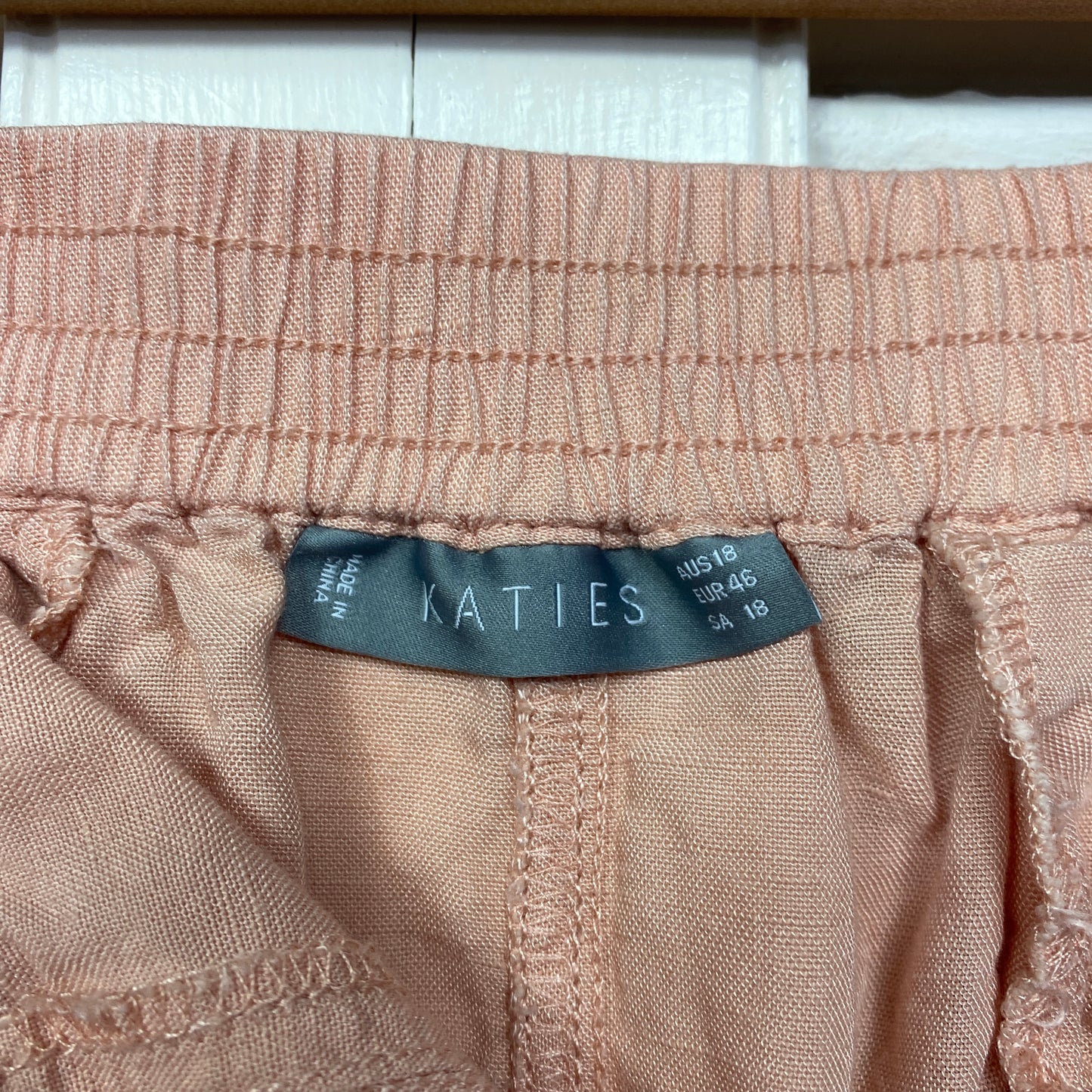 Katies Skirt Size 18 Peach Linen Blend Pockets Drawstring