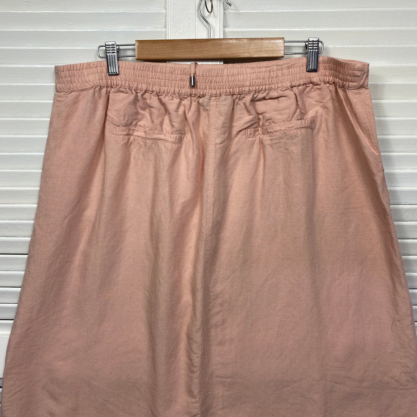 Katies Skirt Size 18 Peach Linen Blend Pockets Drawstring