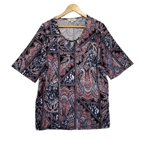 Beme Top Size 16 Small Short Sleeve Paisley Print