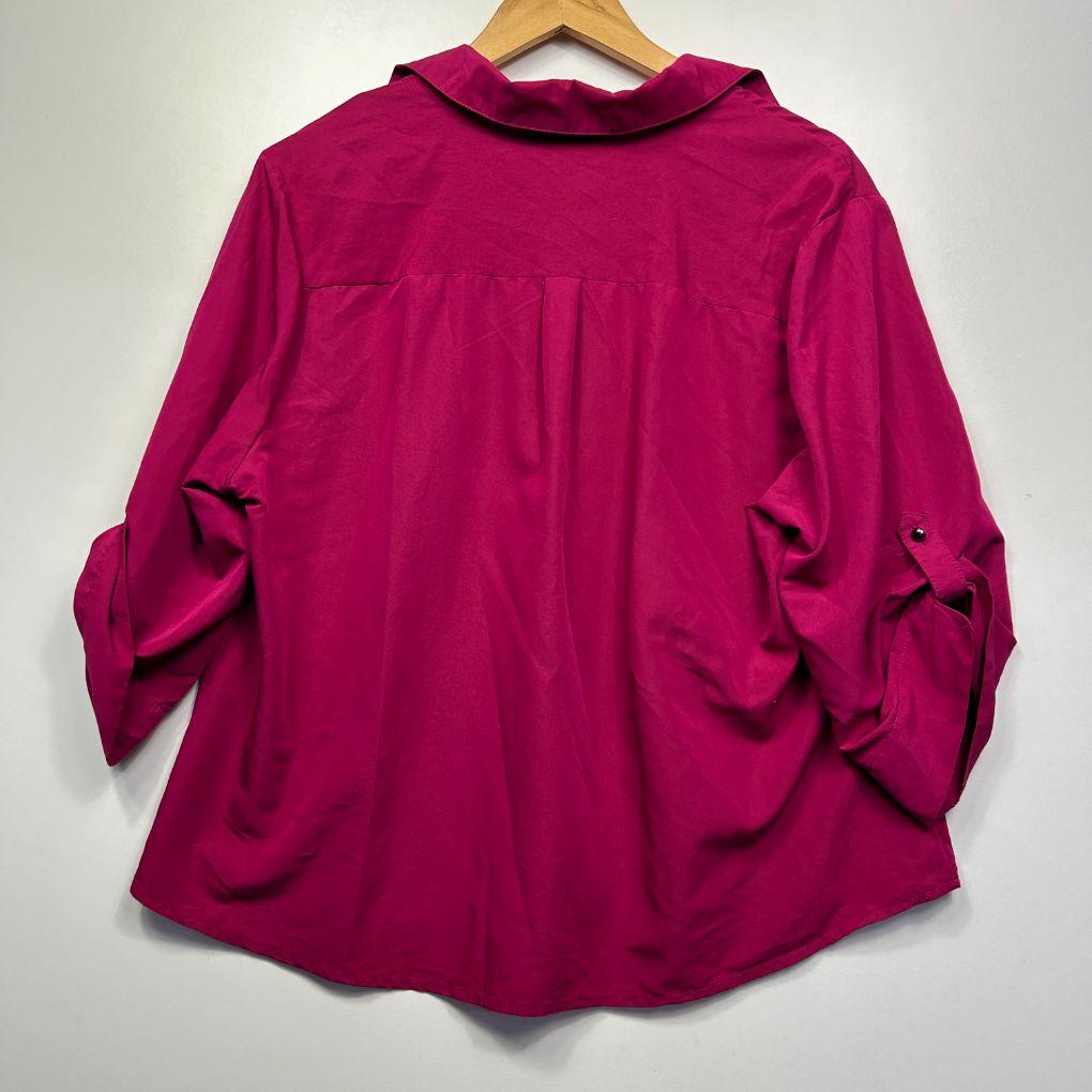 Noni B Pink Roll Tab Sleeve Shirt - Size 18