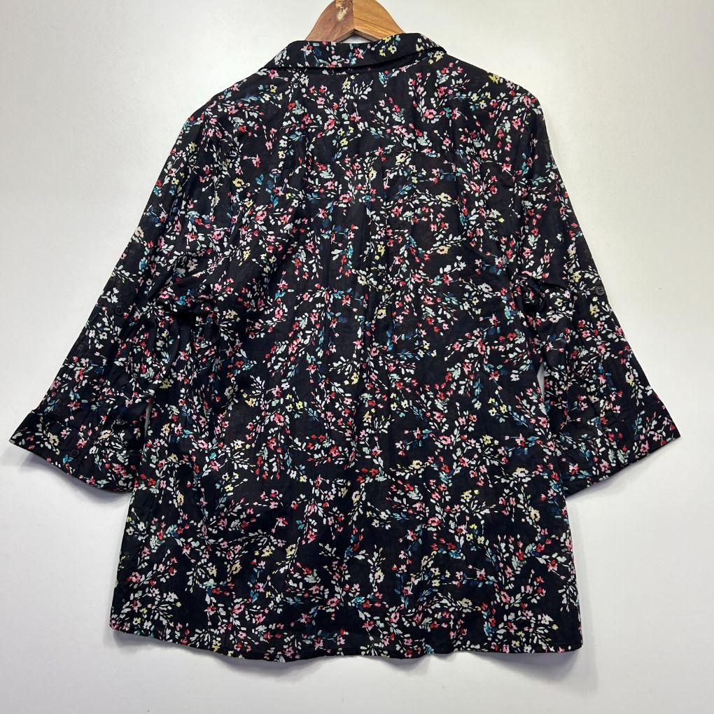 Millers Black Cotton Floral Top - Size 18