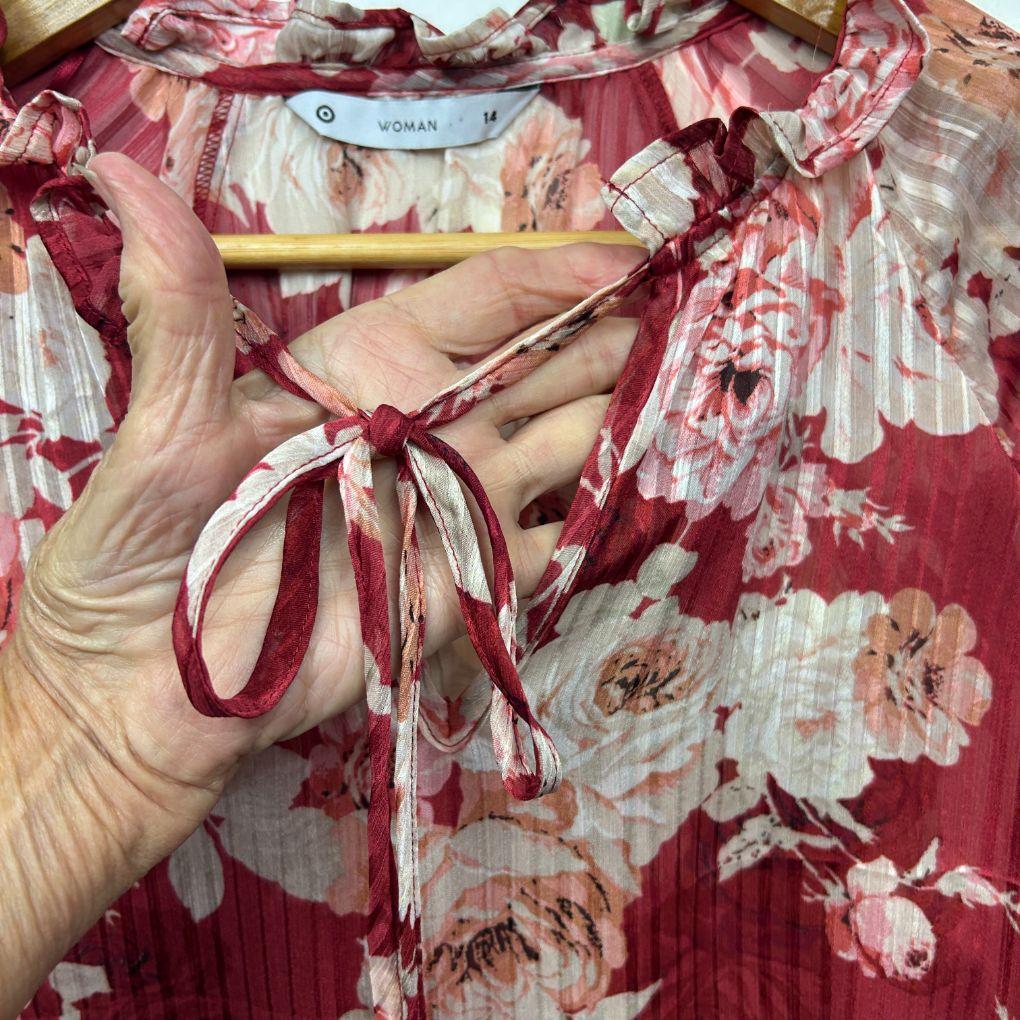 Target Red Floral Shirt - Size 14