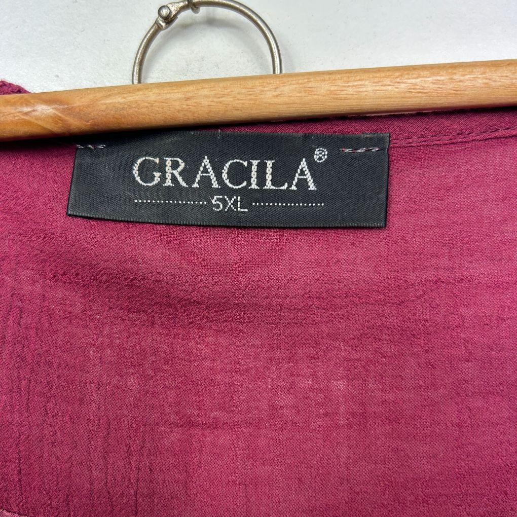 Gracila Burgundy Layered Cotton Dress - Size 5XL