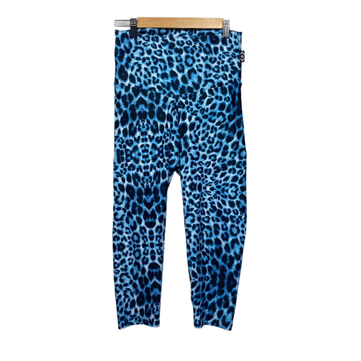 Exoticathletica Activewear Capri Leggings Size Large Blue Animal Print