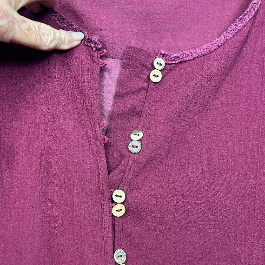 Gracila Burgundy Layered Cotton Dress - Size 5XL