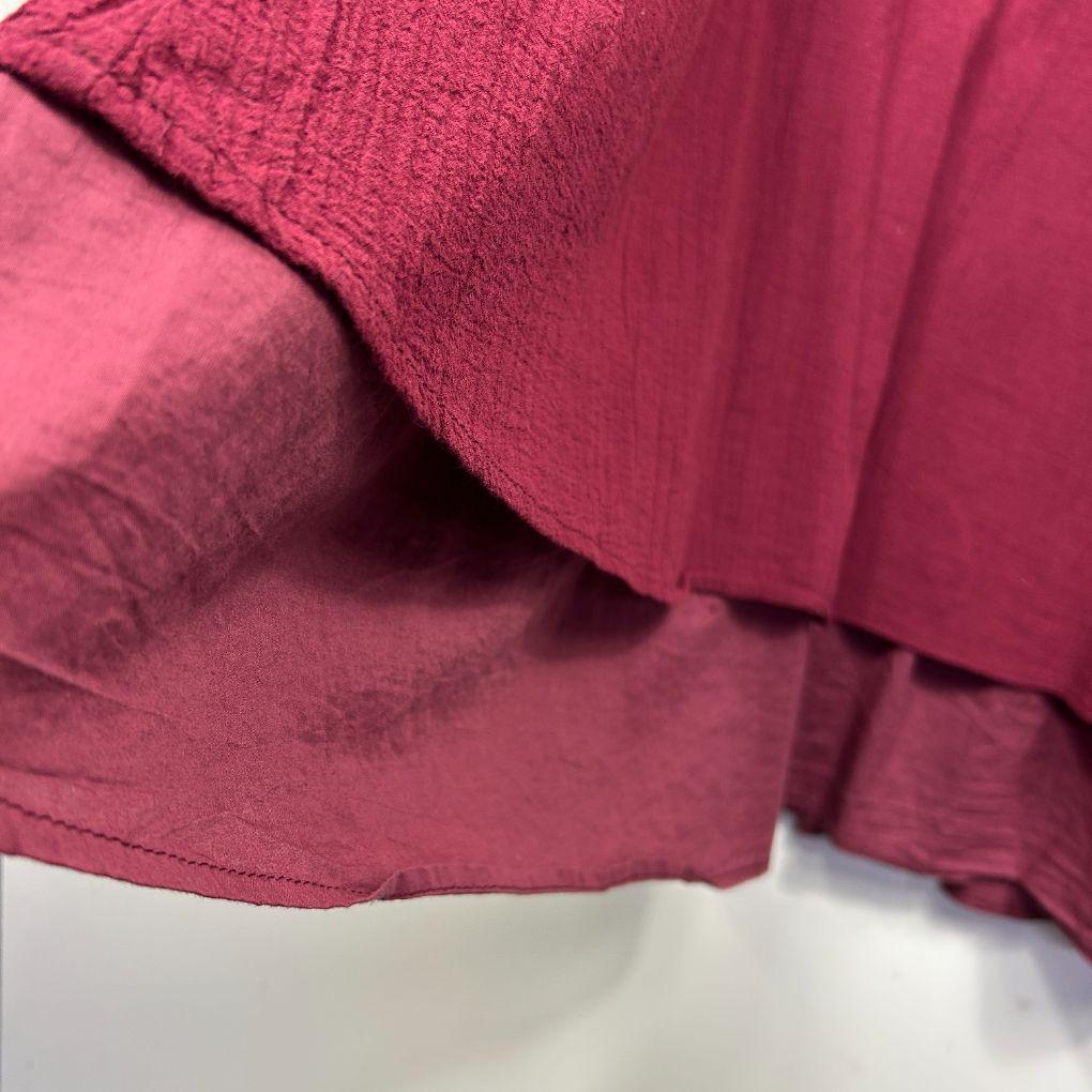 Gracila Burgundy Layered Cotton Dress - Size 5XL
