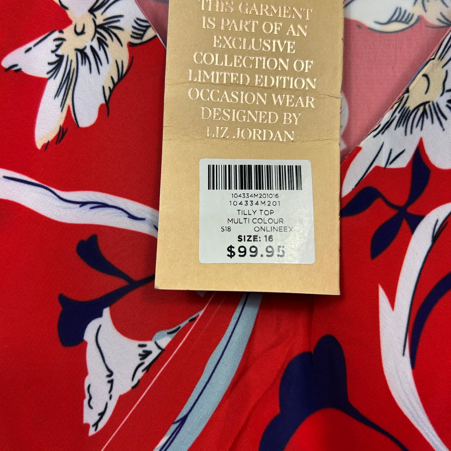 Liz Jordan Red Floral Print Top - Size 16