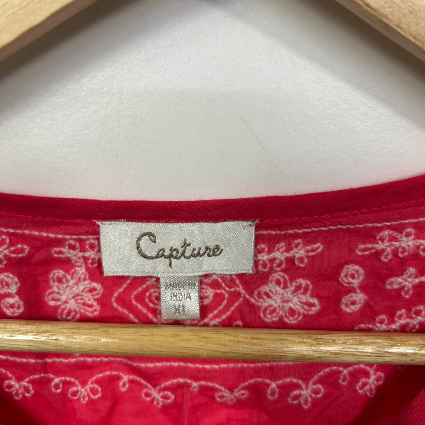 Capture Red Embroidered Shirt Dress - Size XL