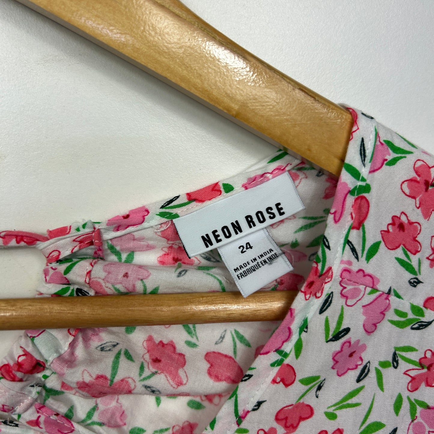 Neon Rose Maxi Cut Out Dress Size 22/24 Floral 3/4 Sleeve
