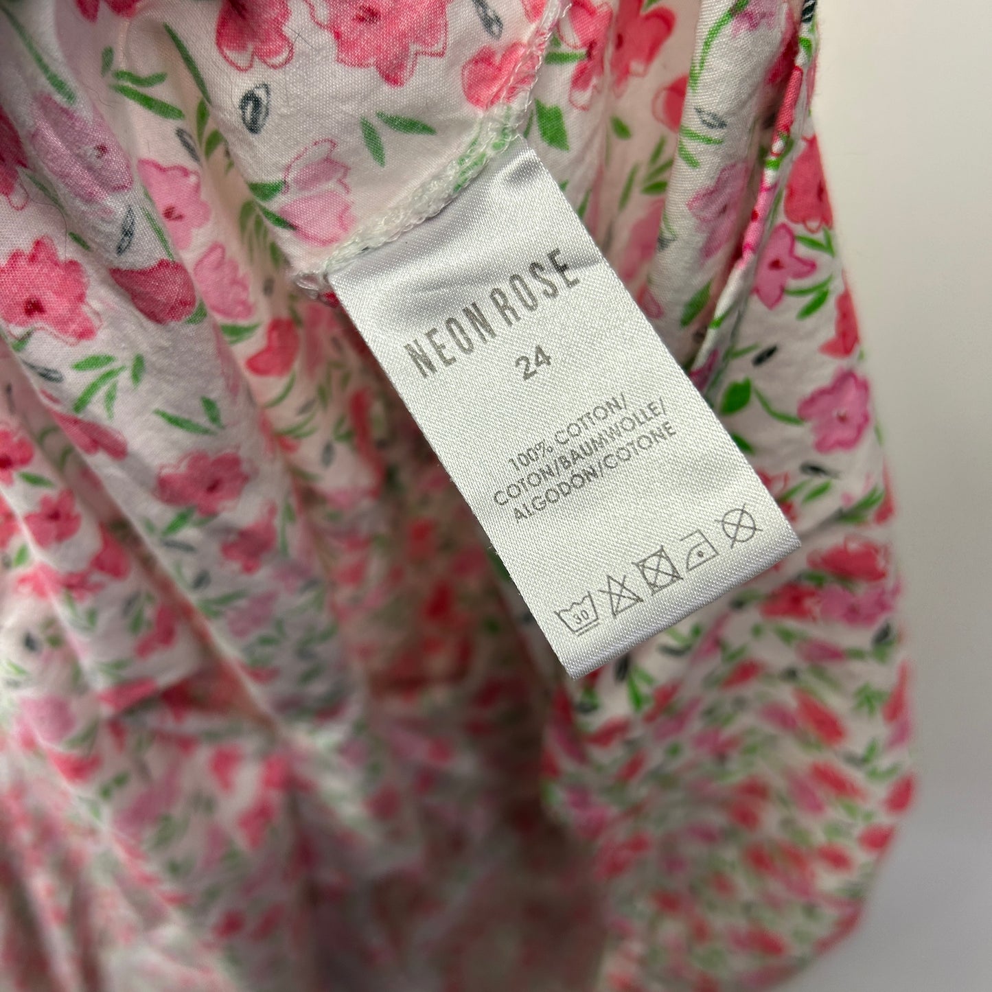 Neon Rose Maxi Cut Out Dress Size 22/24 Floral 3/4 Sleeve