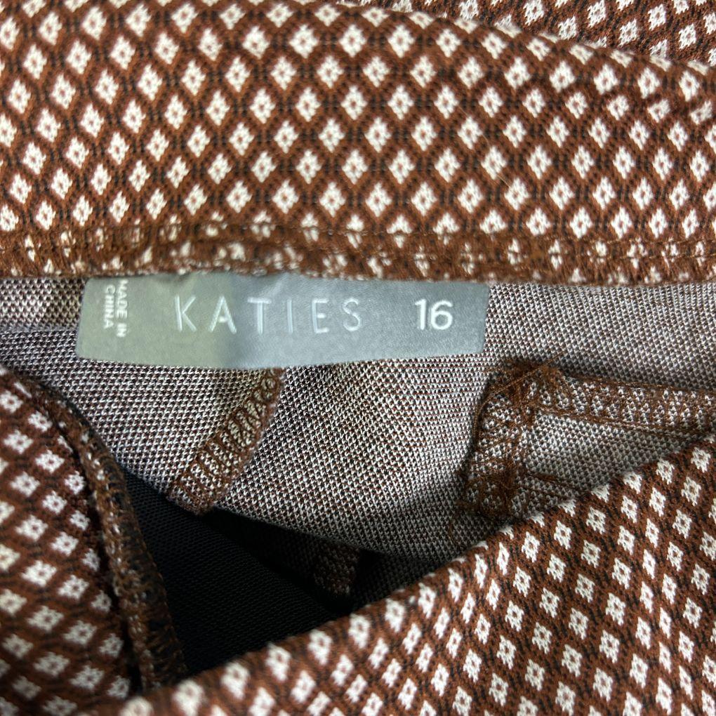 Katies Tan Check Pants - Size 16