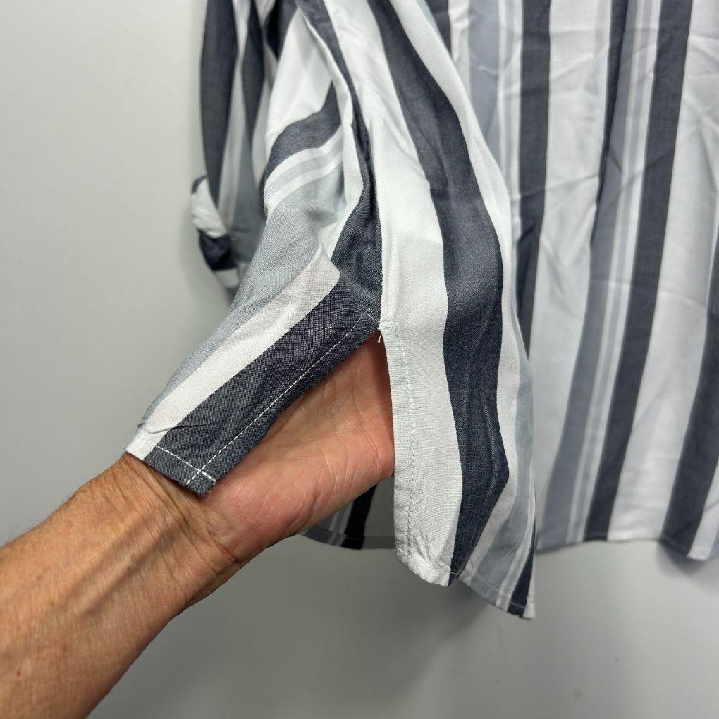 Suzanne Grae Grey Striped Shirt - Size 14