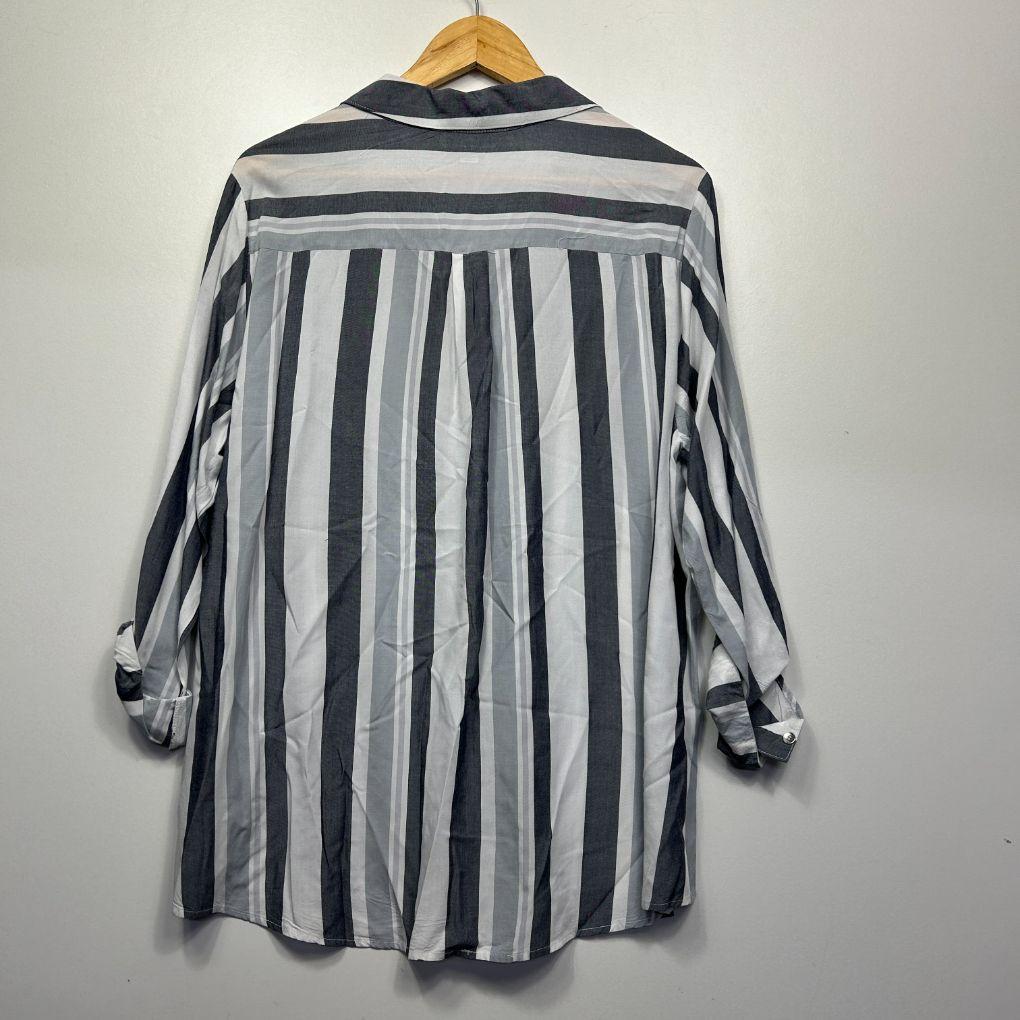 Suzanne Grae Grey Striped Shirt - Size 14