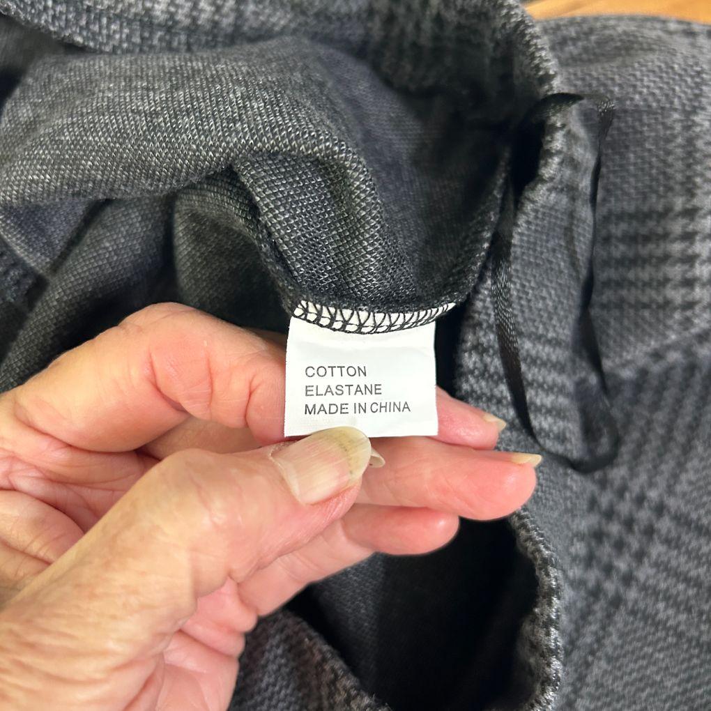Whispers Grey Check Cotton Pants - Size L