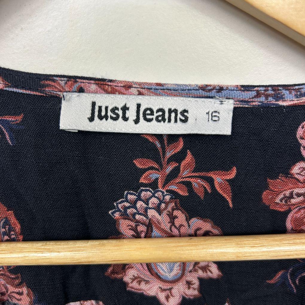 Just Jeans Navy Paisley Top - Size 16
