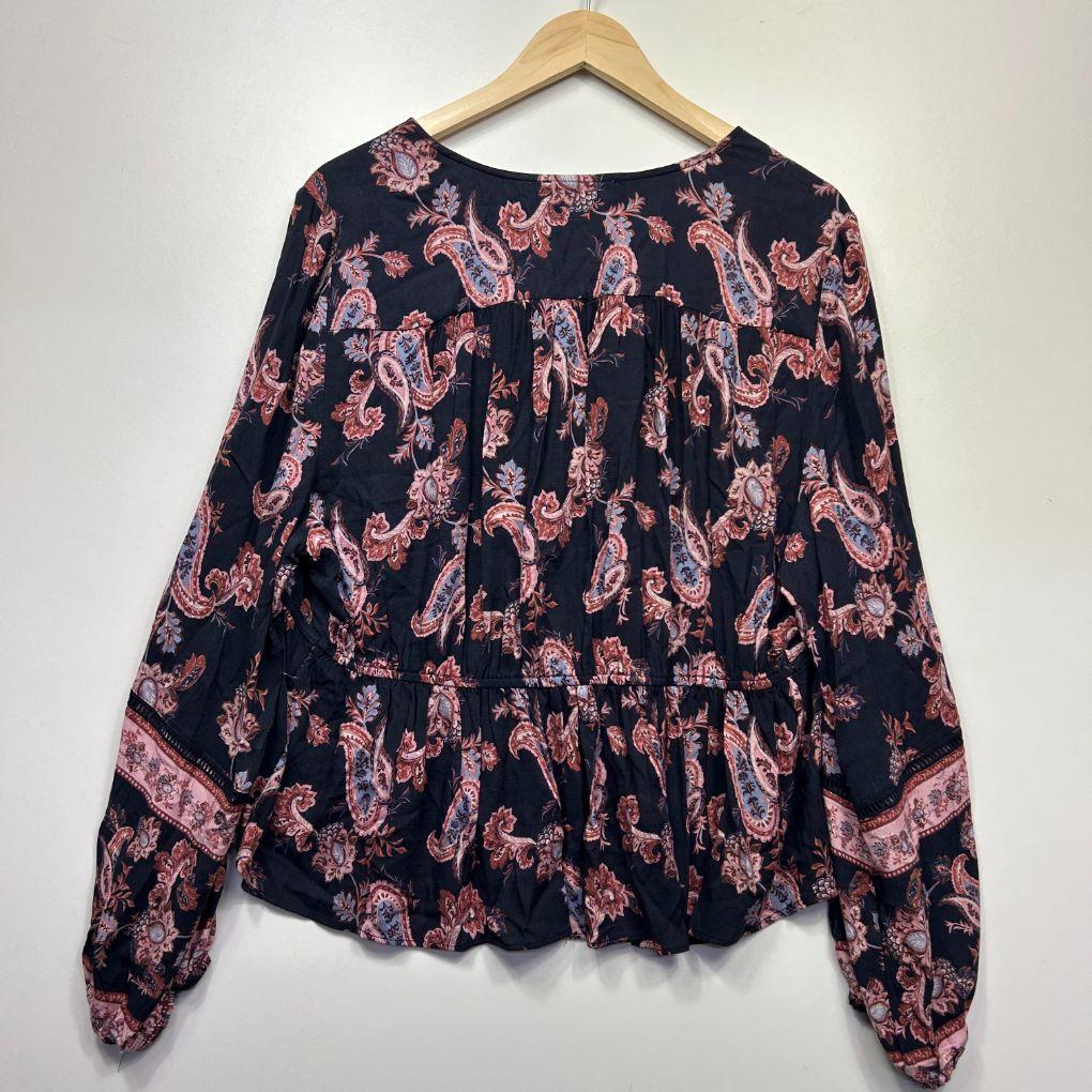 Just Jeans Navy Paisley Top - Size 16
