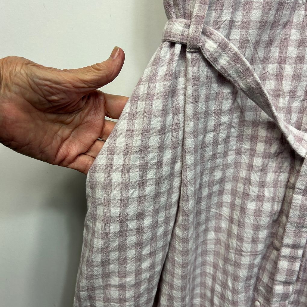 Feather + Noise Pink Check Cotton Dress - Size 16