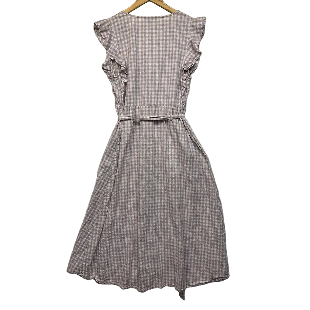 Feather + Noise Pink Check Cotton Dress - Size 16
