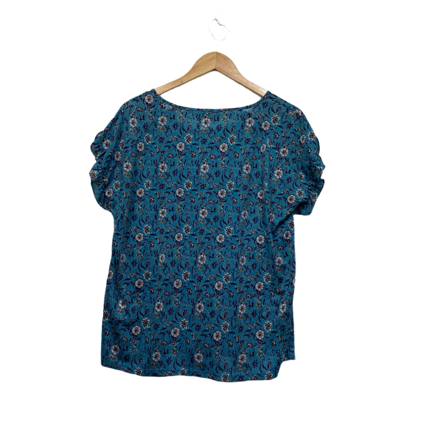 Suzanne Grae Top Size 14 Large Teal Floral Short Sleeve