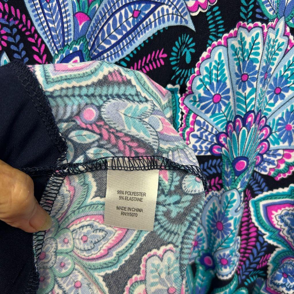 Nina Leonard Teal Paisley Top - Size XXL