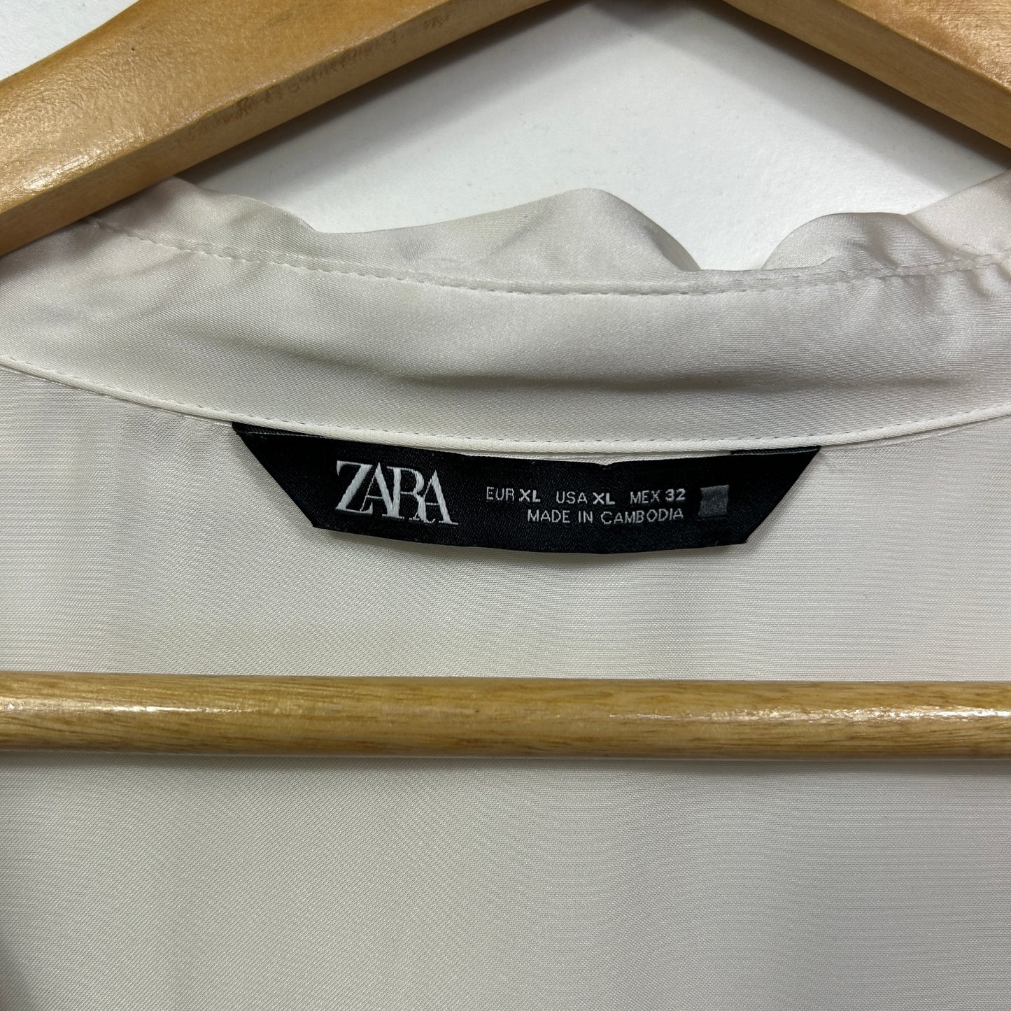 Zara Ivory Satin Shirt - Size XL