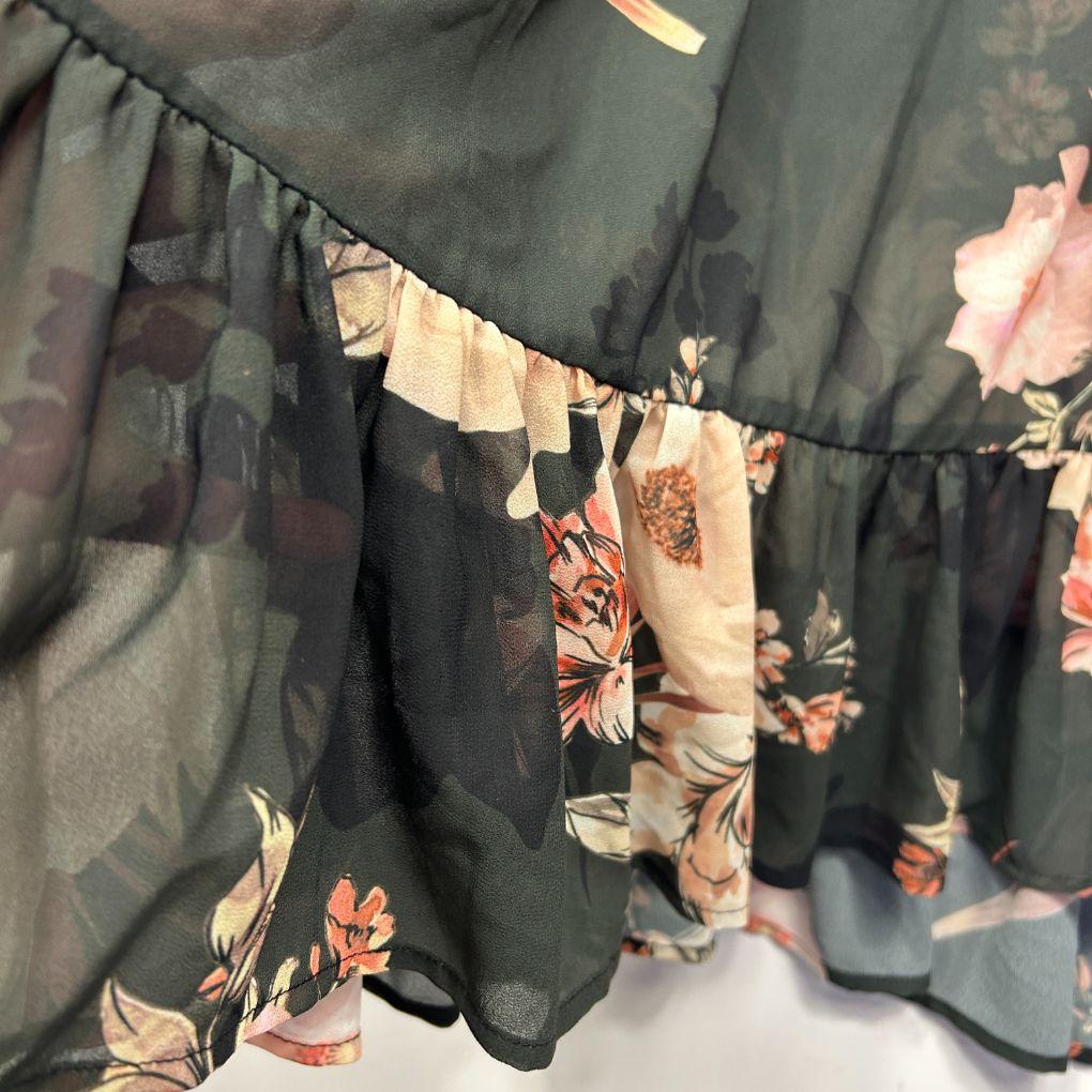 Katies Olive Floral Sheer Top - Size 20
