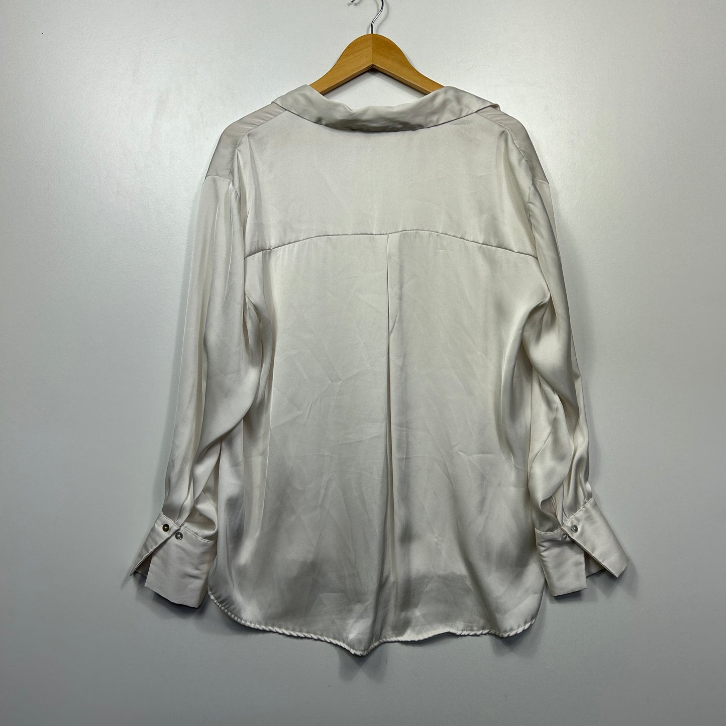 Zara Ivory Satin Shirt - Size XL
