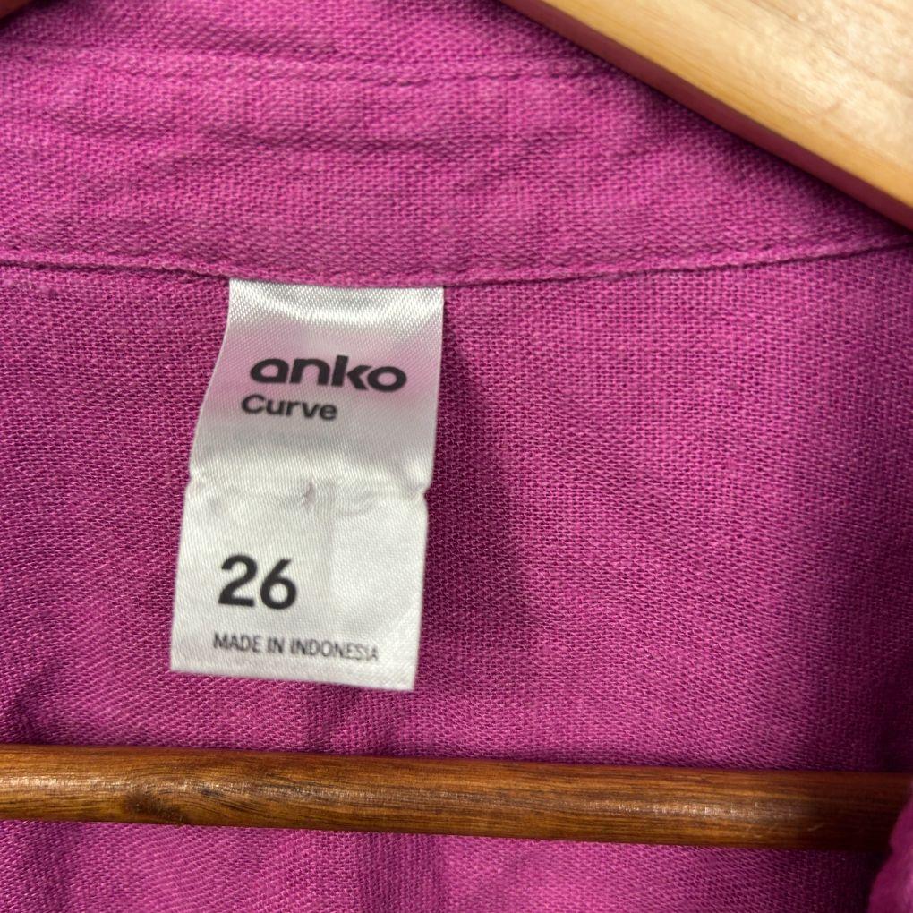 Anko Magenta Linen Shirt - Size 26