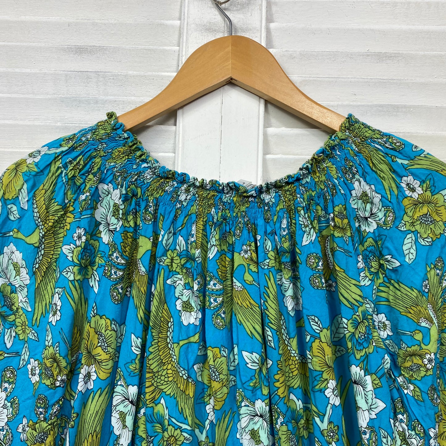 Boho Floral Dress Size Large 14 Short Length Cotton Multicoloured