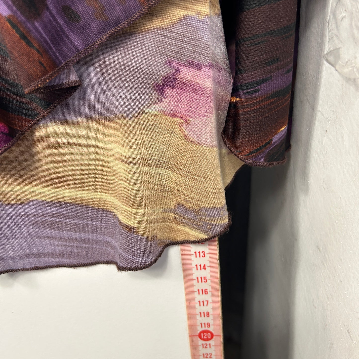 Liz Jordan Purple Multicoloured Abstract Faux Wrap Dress - Size L