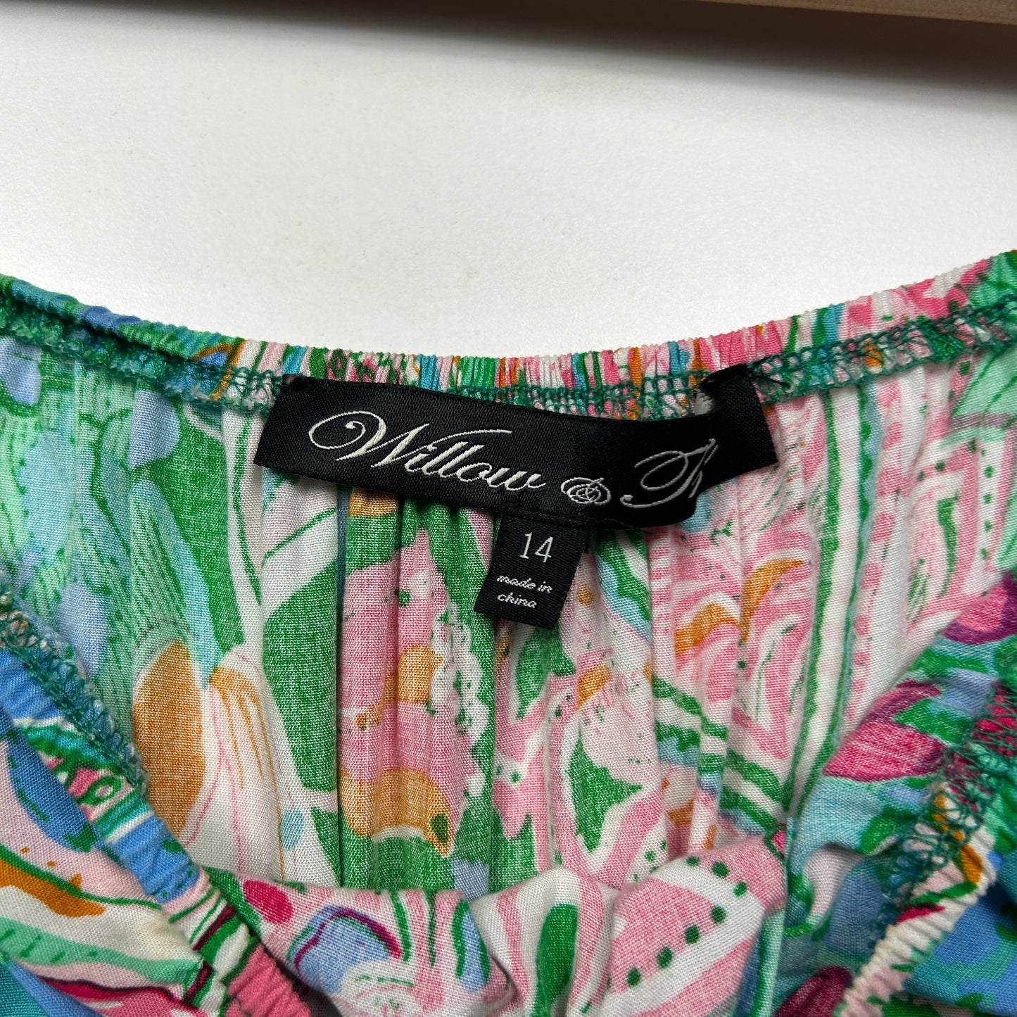 Willow Tree Top Size 14 Multicoloured Floral Long Bell Sleeve