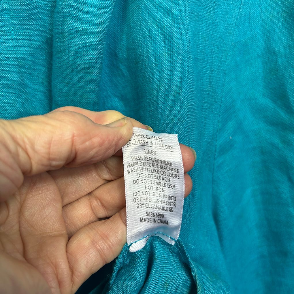 Moda Teal Linen Top - Size 22