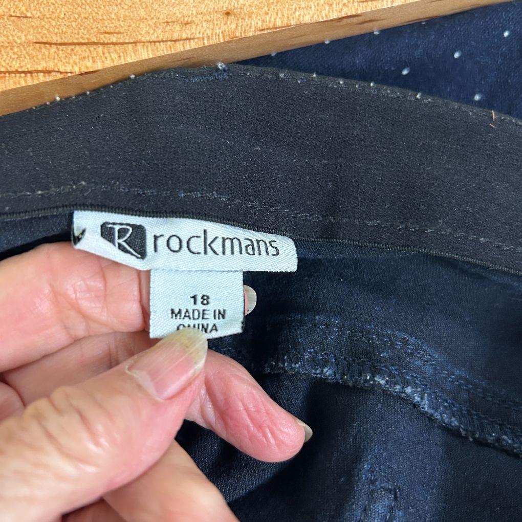 Rockmans Navy Cotton Denim Skirt - Size 18