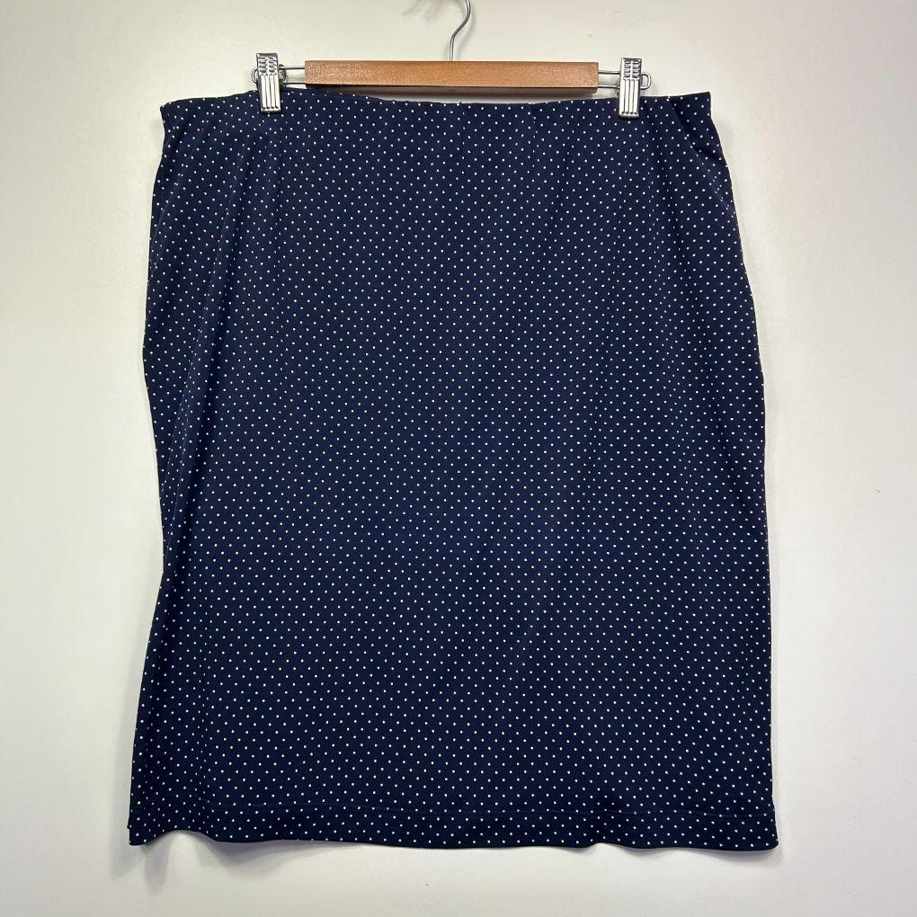 Jacqui E Navy Spot Skirt - Size XL