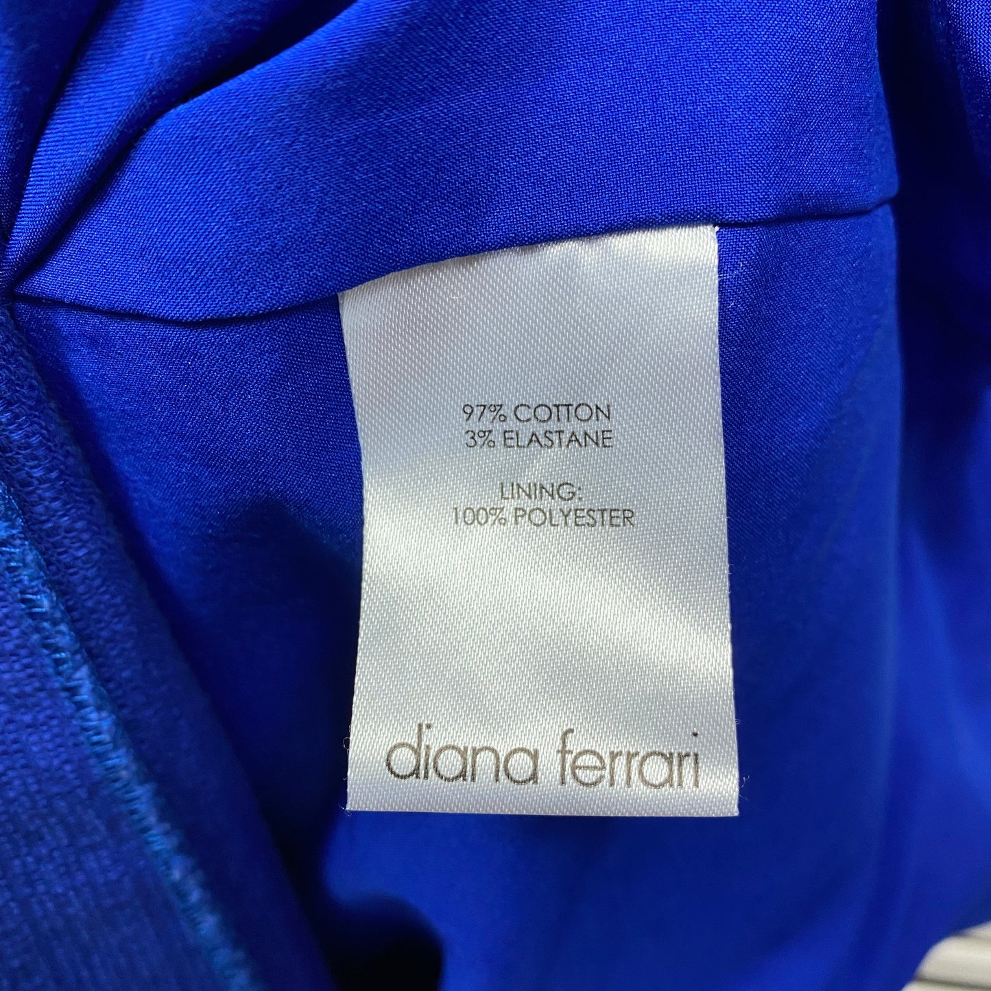 Diana Ferrari Pencil Dress Size 14 Sleeveless Blue Cotton Blend