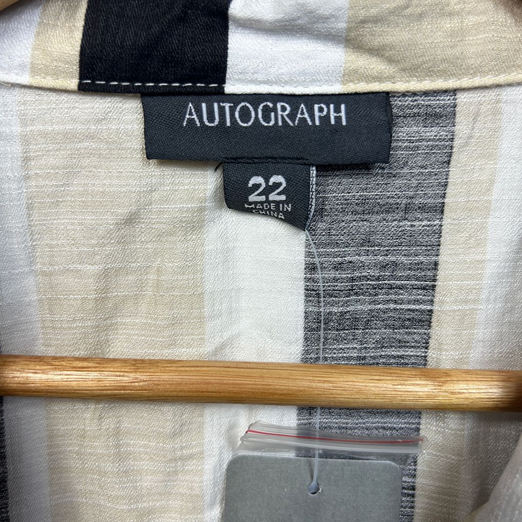 Autograph Beige and Black Stripe Shirt - Size 22