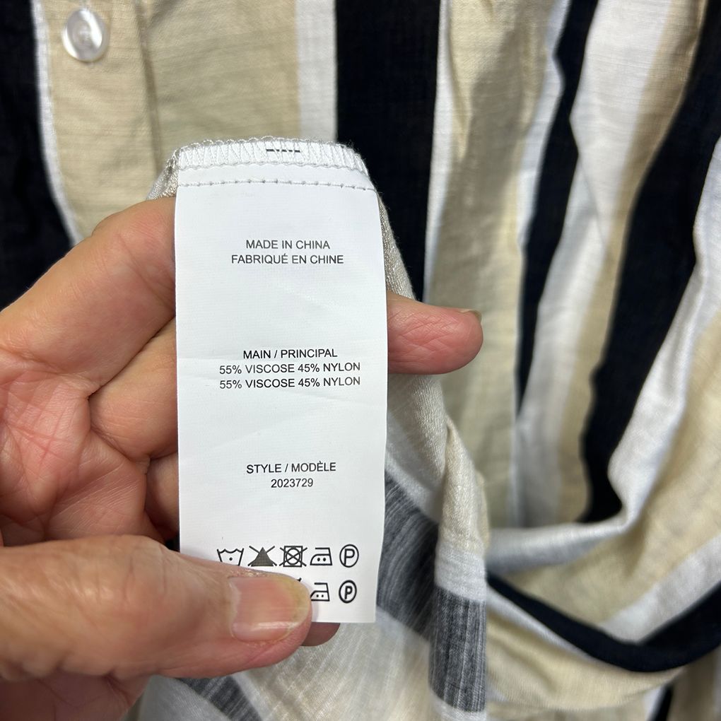 Autograph Beige and Black Stripe Shirt - Size 22
