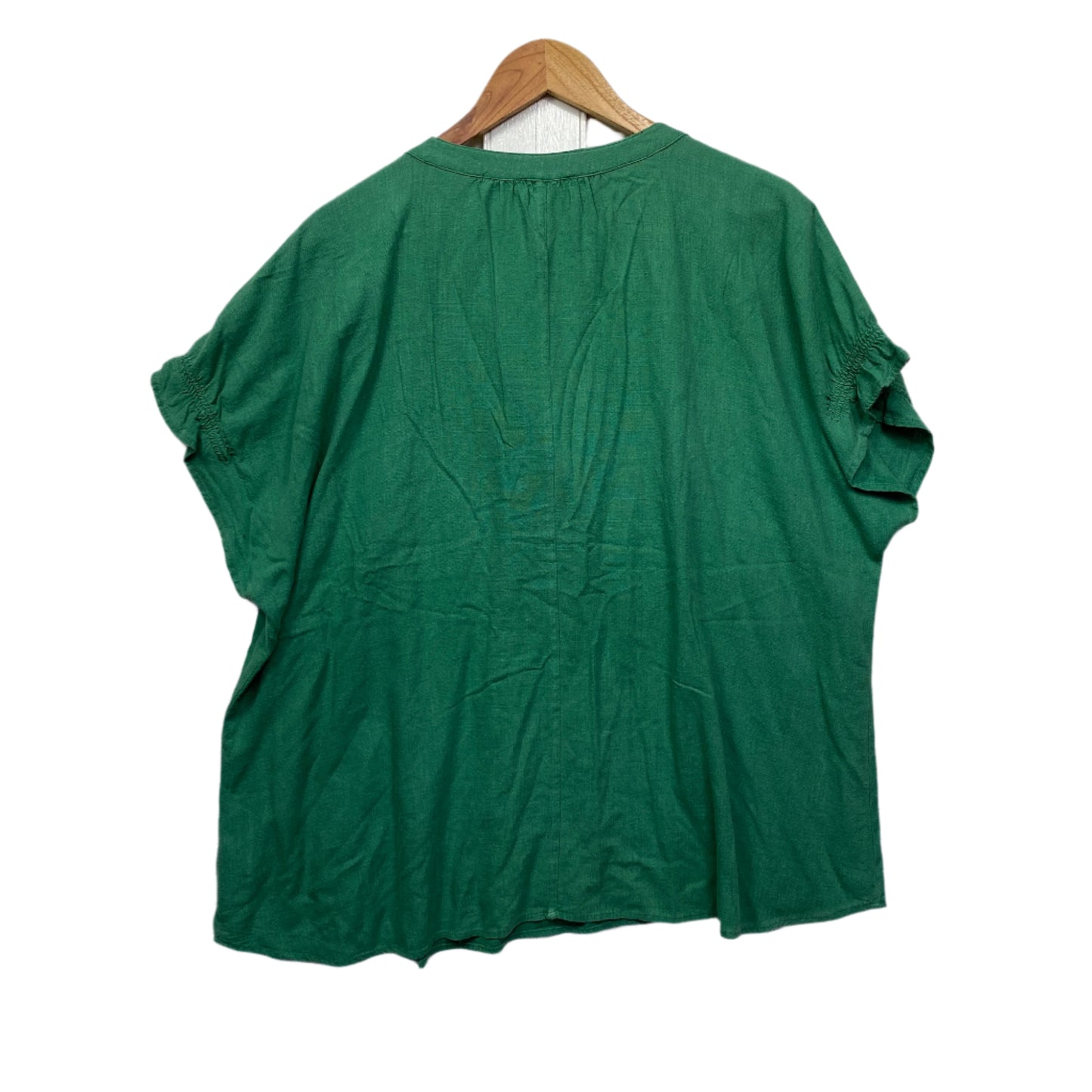 Target Top Size 20 Green Short Sleeve Linen Blend V Neck