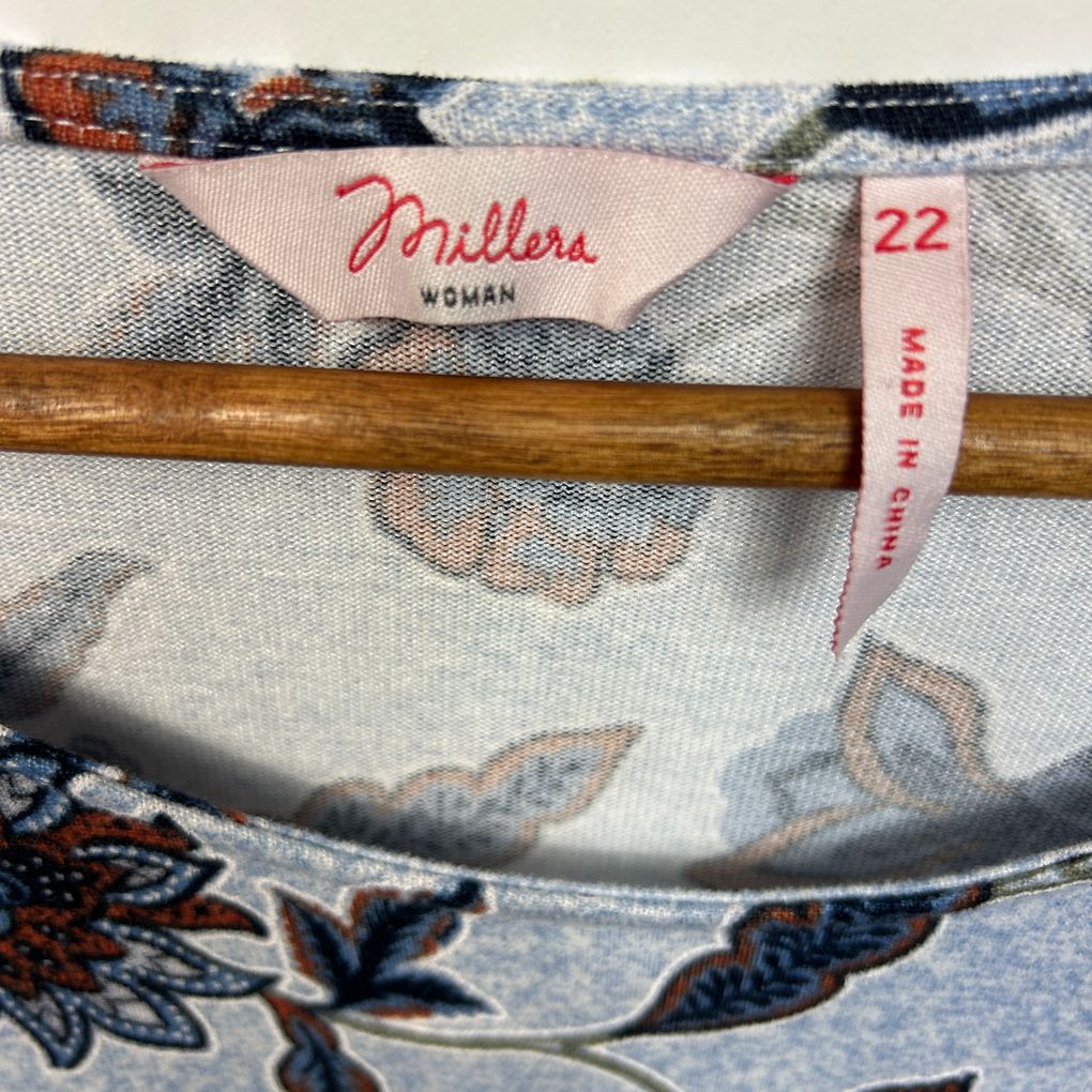 Millers Blue Floral Top - Size 22
