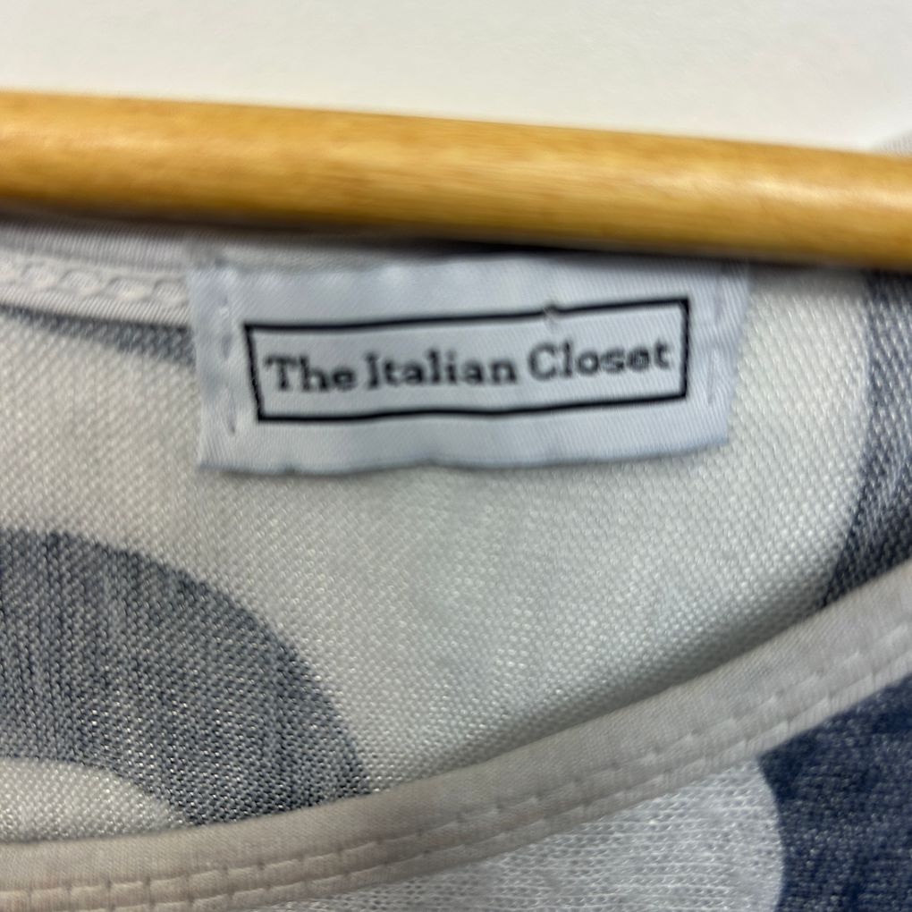 The Italian Closet Grey Circle Print Sequin Trim Top - Size 14/16