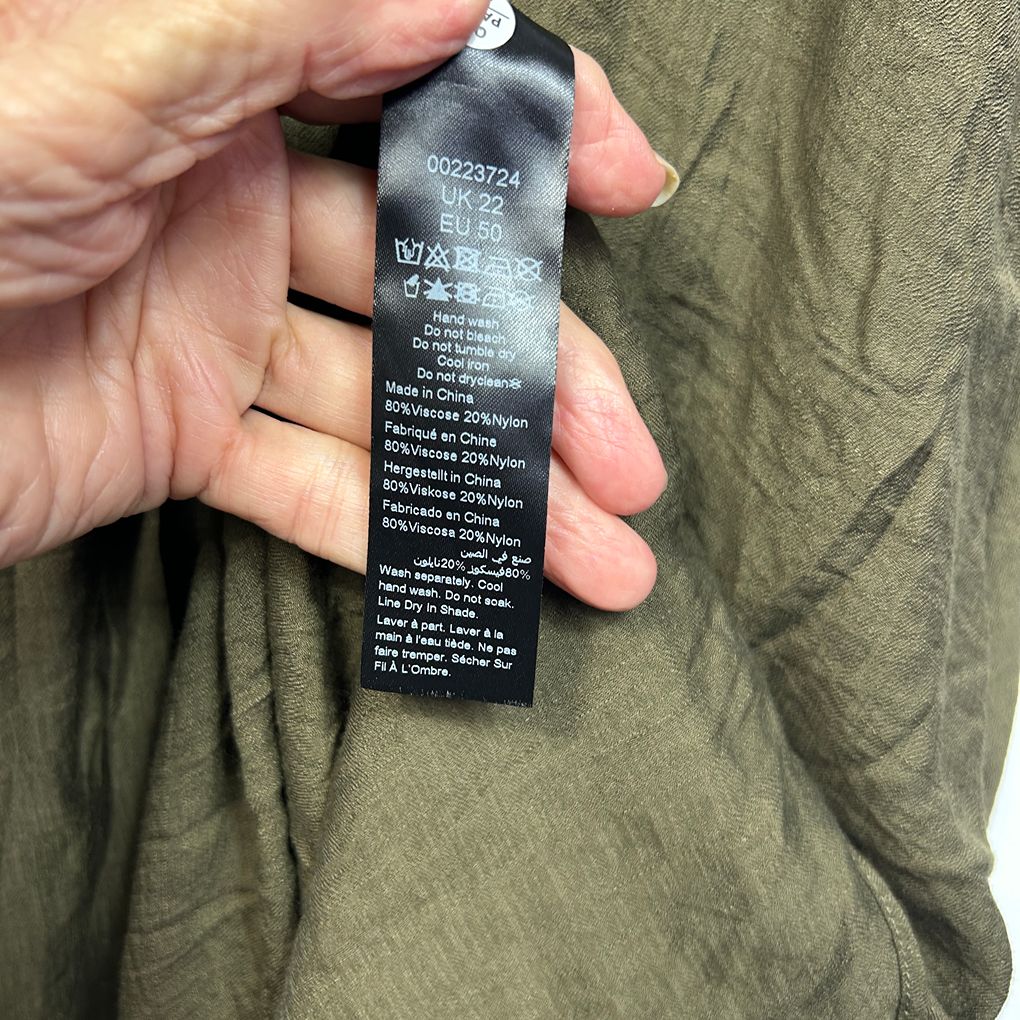City Chic Khaki Tie Front Shirt - Size 22/XL
