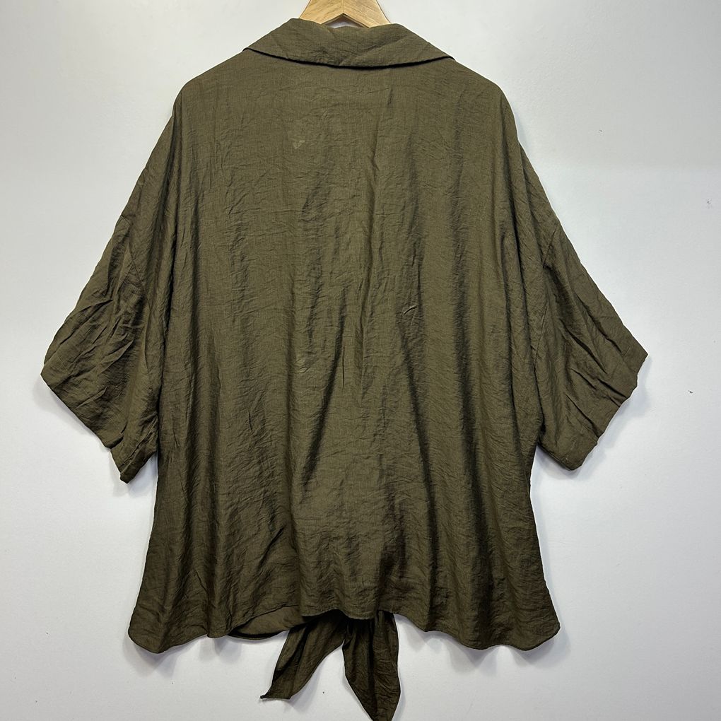 City Chic Khaki Tie Front Shirt - Size 22/XL