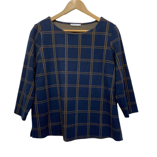 Regatta Top Size 14 Navy Mustard Check Thick Long Sleeve