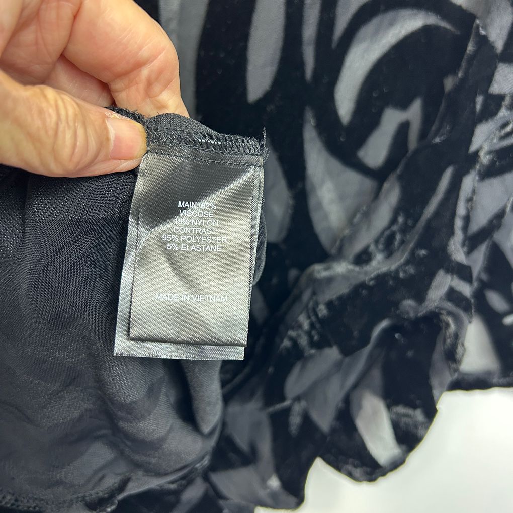 Taking Shape Black Velvet Burnout Sheer Top - Size 16/18